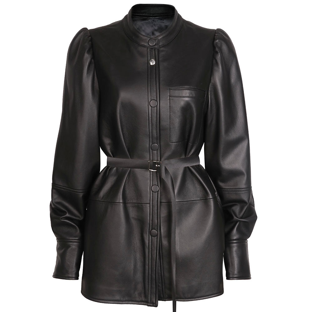 2022 Autumn New Oversized Women Single Breasted Leather Shirt Blouse Real Leather Jacket For Ladies 