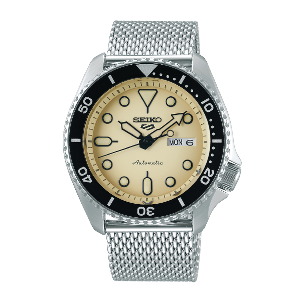 [Watchspree] Seiko 5 Sports Automatic Silver Stainless Steel Mesh Band Watch SRPD67K1