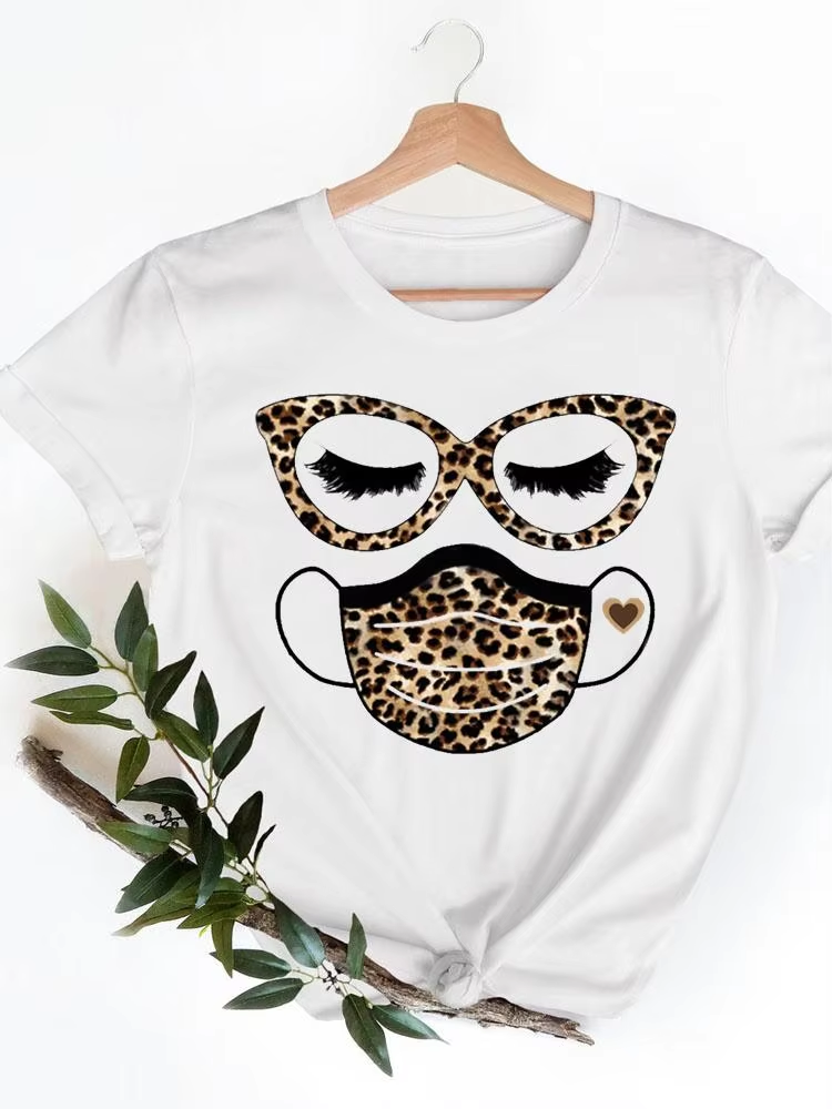 Casual Ladies Print T-shirts Clothing Short Sleeve Clothes Fashion Eye Lashes Letter Trend Summer Women T Female Graphic Tee