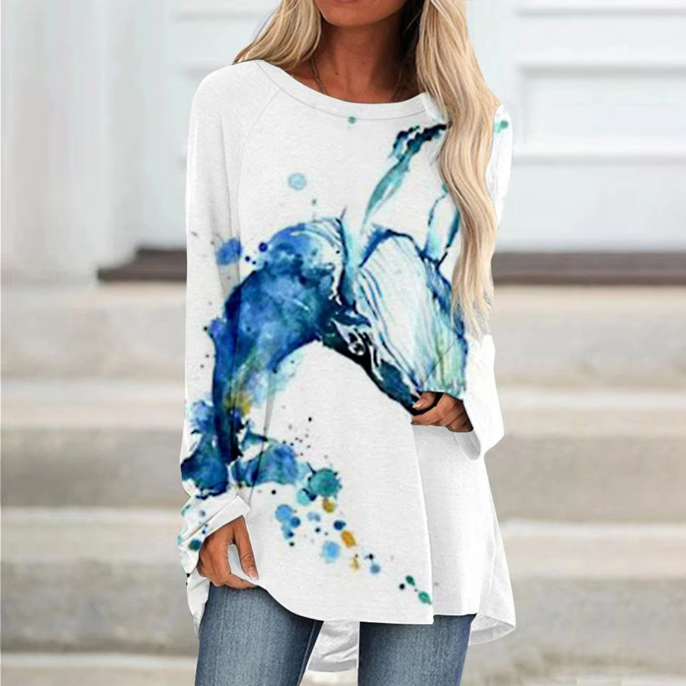 Women's T Shirt Wolf 3d Print T-shirt Women Fashion Animal T-shirts Casual Long Sleeve Tops Tees Vintage Tshirt Loose Tees Owl