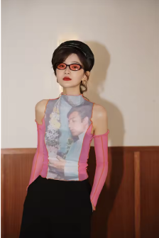 CHEERART Designer Mesh Top Long Sleeve Tshirt Turtleneck T Shirt Women See Through Top Tee Shirt Femme Summer Fashion 2020